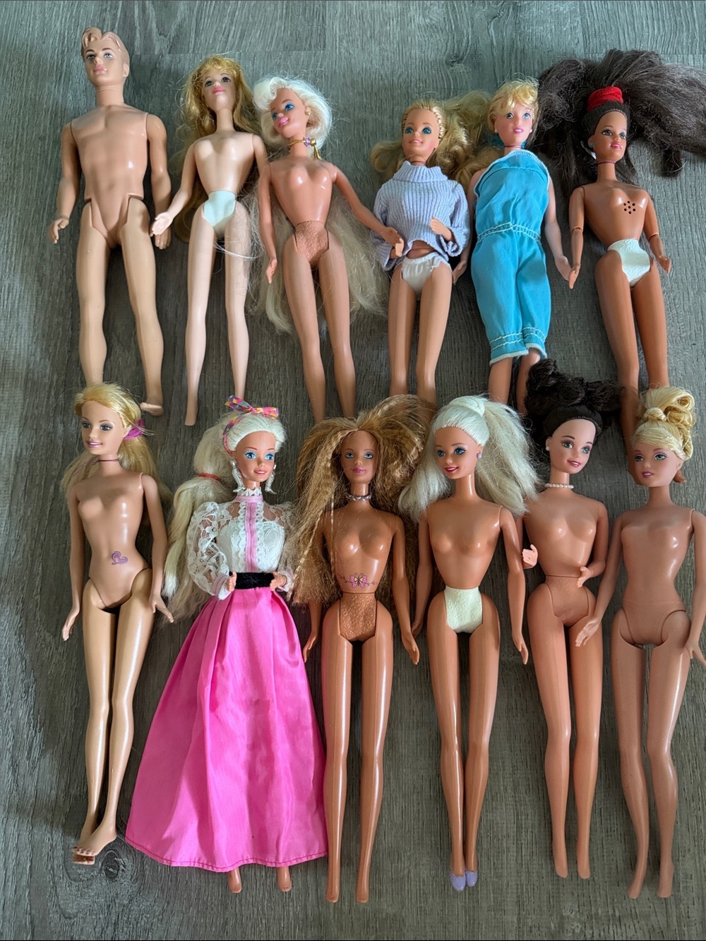 Lot of Barbie and 1 Ken Doll parts for OOAK Assorted Skin Tones & Hair Colors #2